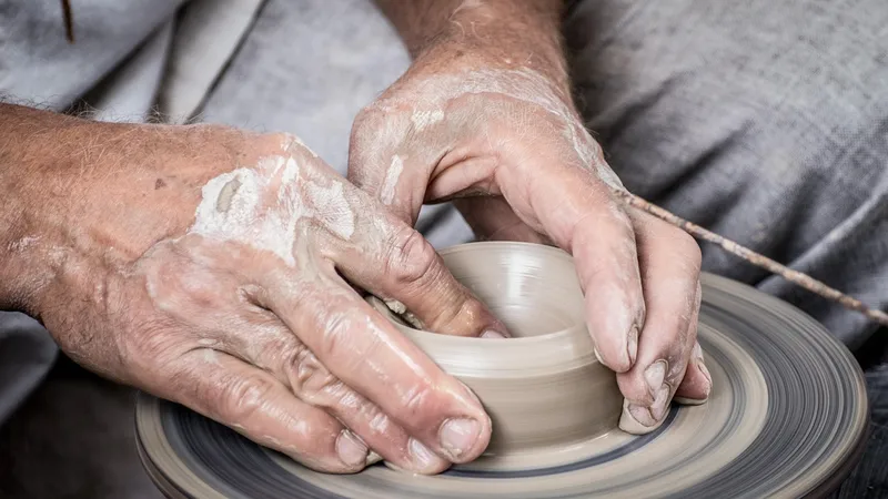 Clay, pottery, hands, potter