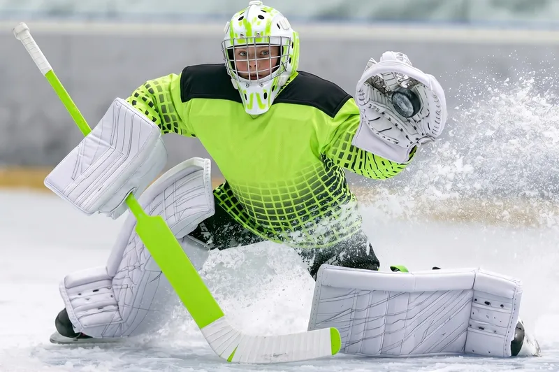 Ice hockey, goalie, young athlete, protective gear