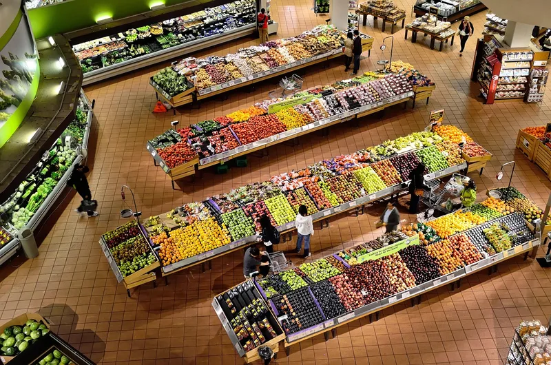 Supermarket, stalls, coolers, market