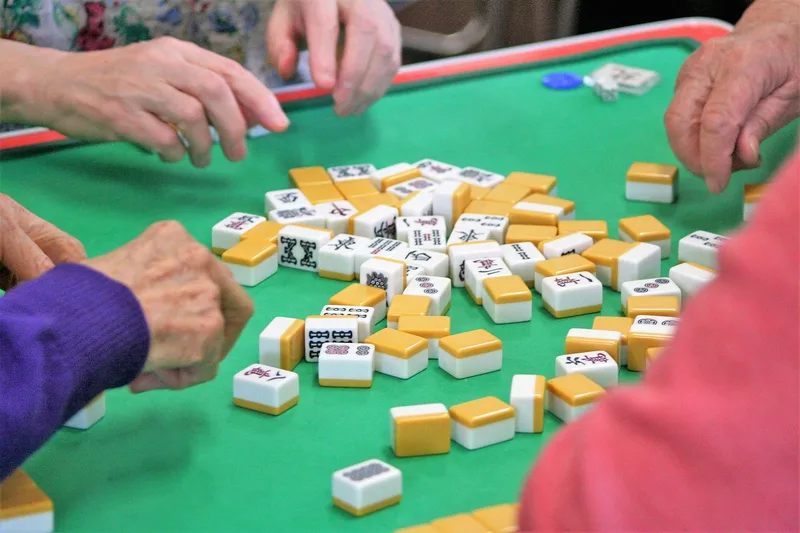 Mahjong, game, elderly, senior