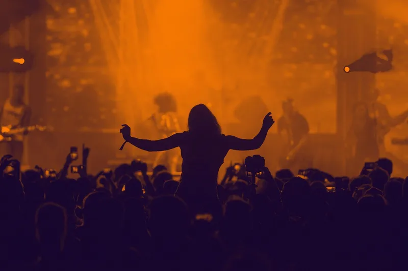 Concert, crowd, silhouette, music festival