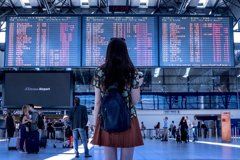 Airport, woman, flight, boarding