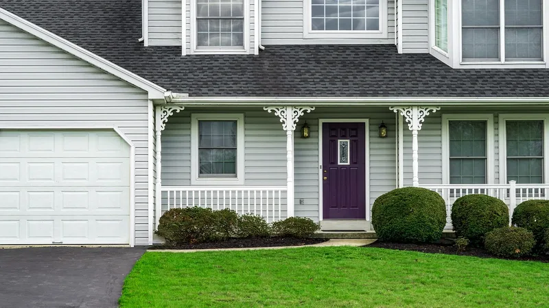 House, suburban house, purple door, suburban