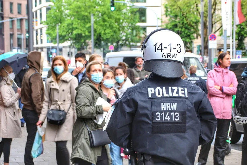 Police, protest, crowd, city