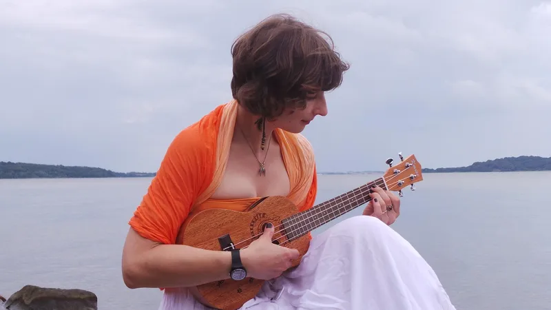 Young woman, playing the ukulele, music, instrument