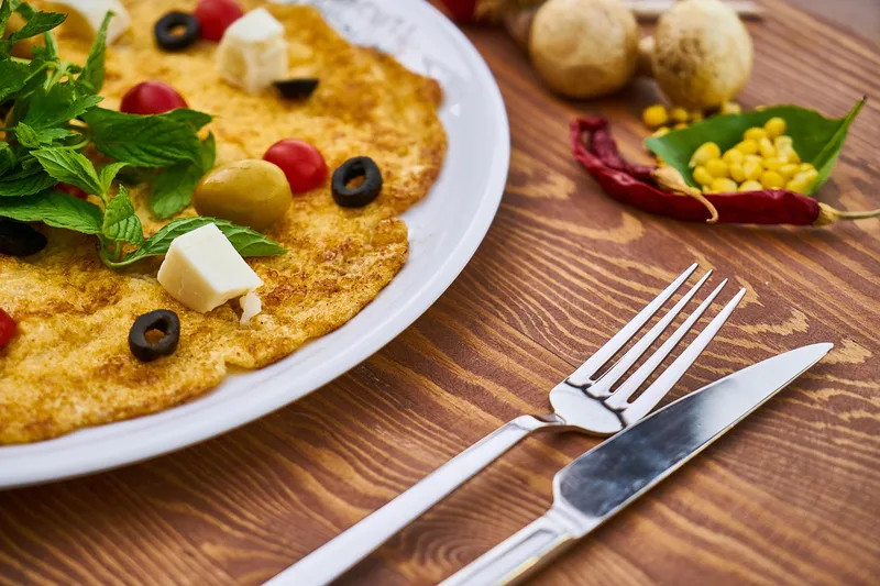 Omelet, egg, breakfast, wallpaper 4k