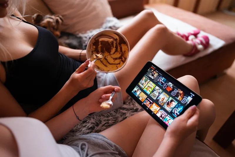 Tablet, girl, netflix, watching