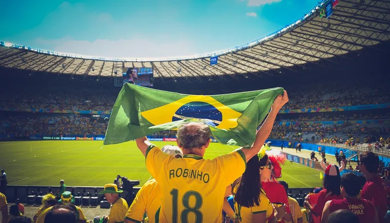 People, brazil flag, soccer, stadium