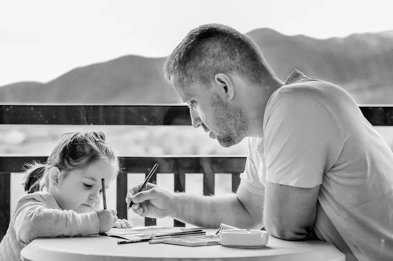 Girl, father, portrait, family
