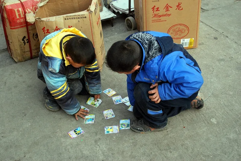 Boys, people, playing, trading
