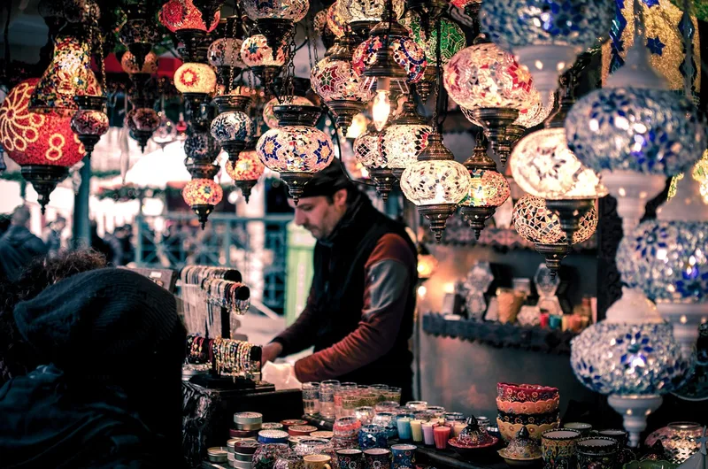 Bazaar, booth, bracelets, candles