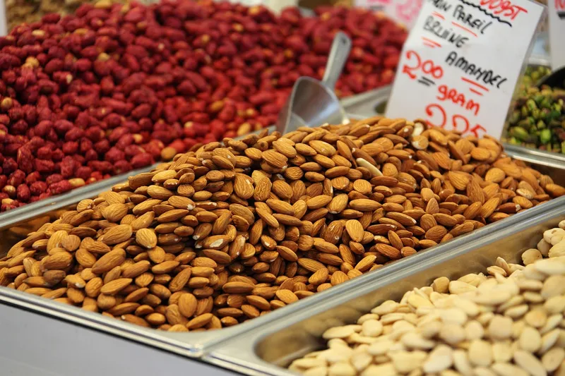 Almonds, nuts, market, farmer's market