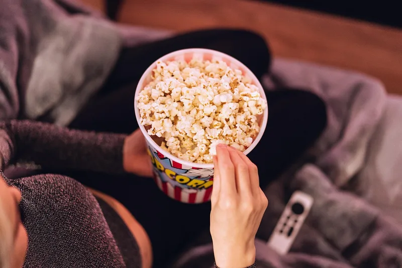 Popcorn, girl, food, eating
