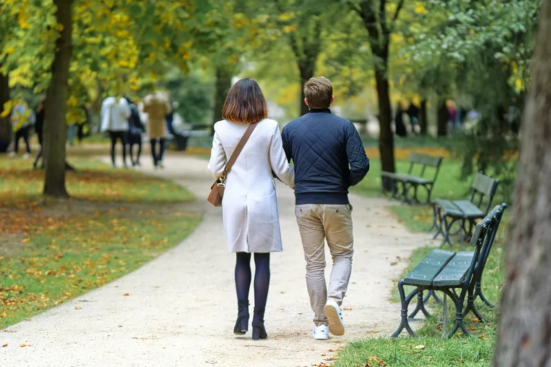 People, walking, park, together