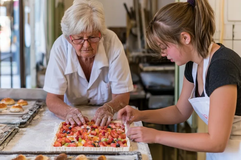 Baking, woman, grandmother, girl