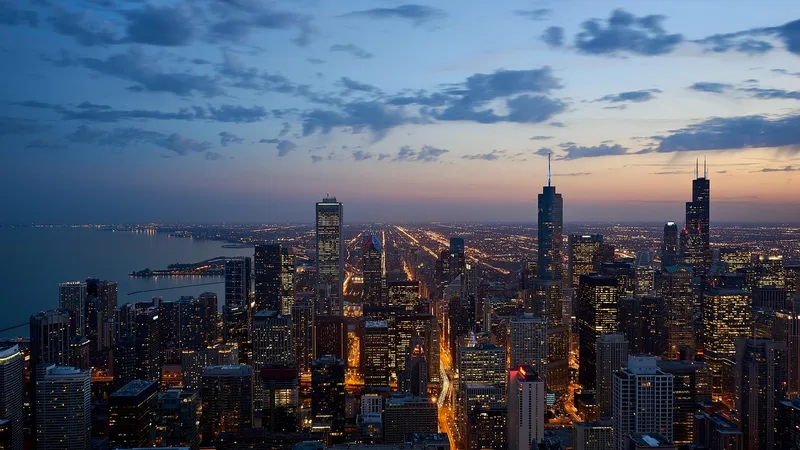 Buildings, illuminated, city, cityscape