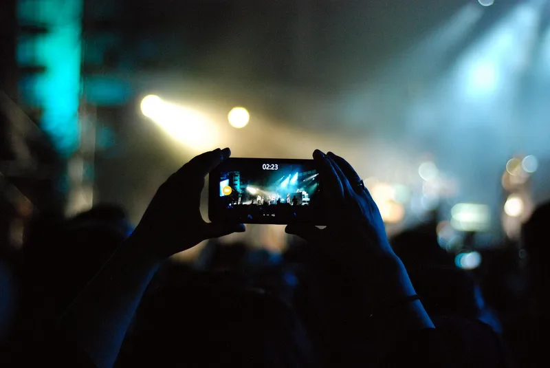 Mobile phone, concert, record, video